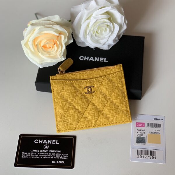 1:1 Replica Chanel Flat Card Holder Yellow Bag For Women 11.5cm/4.5in