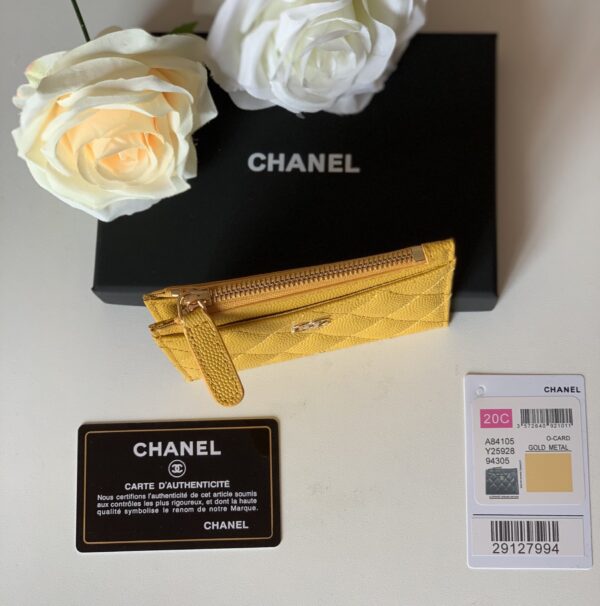 1:1 Replica Chanel Flat Card Holder Yellow Bag For Women 11.5cm/4.5in