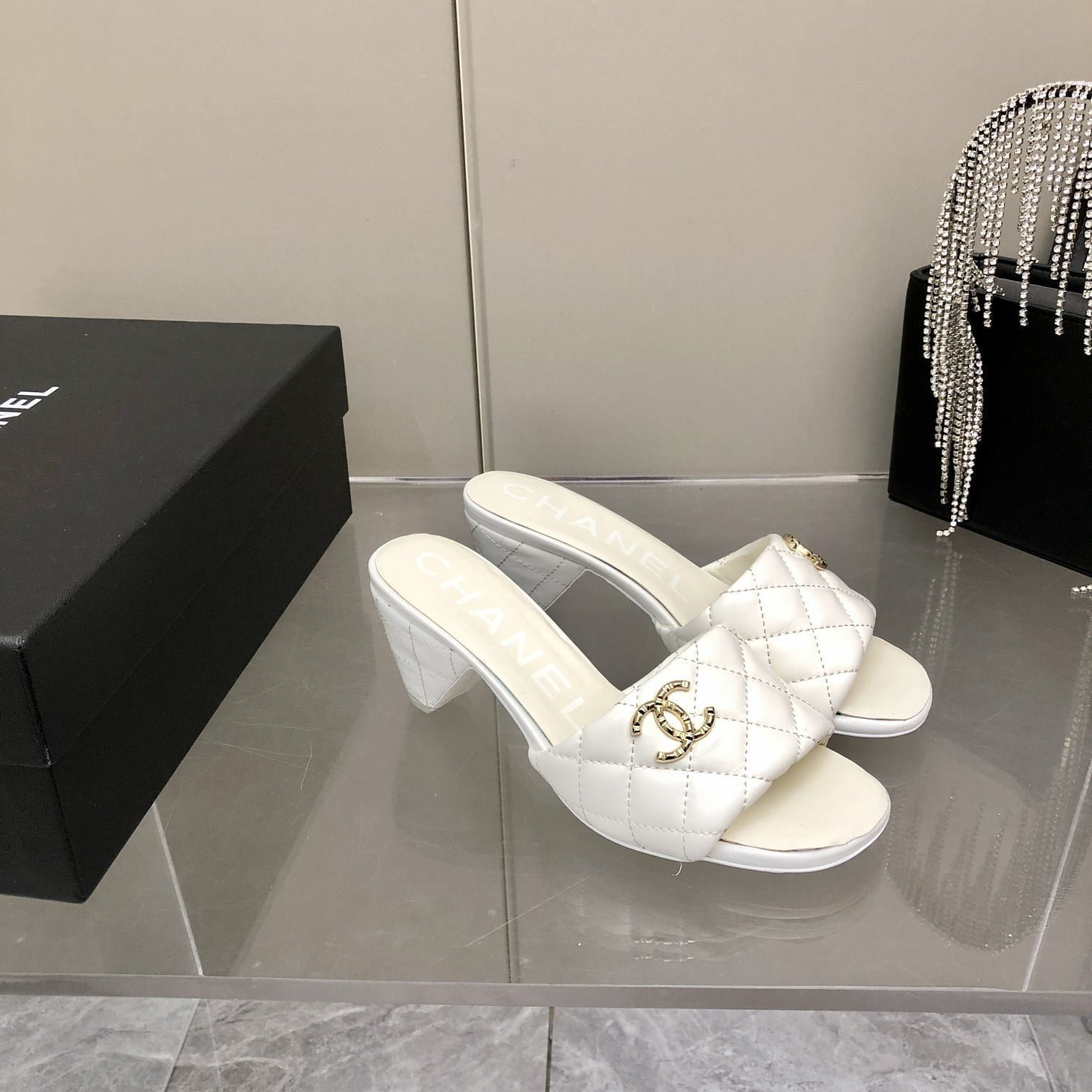 Chanel Mules White For Women, Women's Shoes 2.4in/6.2cm G38820