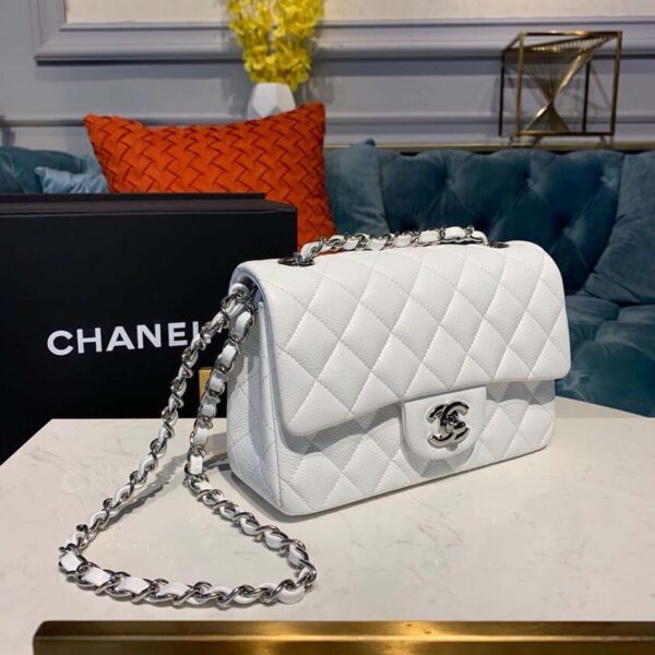 [REP 1:1] Chanel Small Classic Handbag Silver Hardware White For Women, Women's Bags, Shoulder And Crossbody Bags 7.8in/20cm A01113