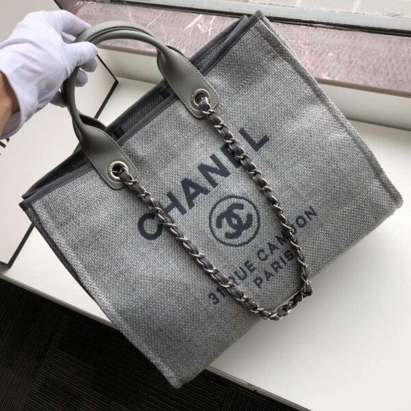 [REP 1:1] Chanel Small Shopping Bag Silver Hardware Grey For Women, Women's Handbags, Shoulder Bags 15.2in/39cm AS3257