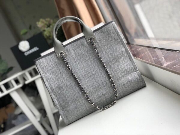 [REP 1:1] Chanel Small Shopping Bag Silver Hardware Grey For Women, Women's Handbags, Shoulder Bags 15.2in/39cm AS3257