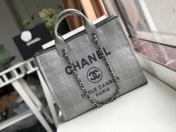 [REP 1:1] Chanel Small Shopping Bag Silver Hardware Grey For Women, Women's Handbags, Shoulder Bags 15.2in/39cm AS3257