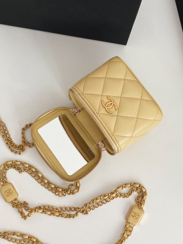 [REP 1:1] Chanel Small Vanity With Chain Yellow For Women, Women's Bags 4.3in/11cm