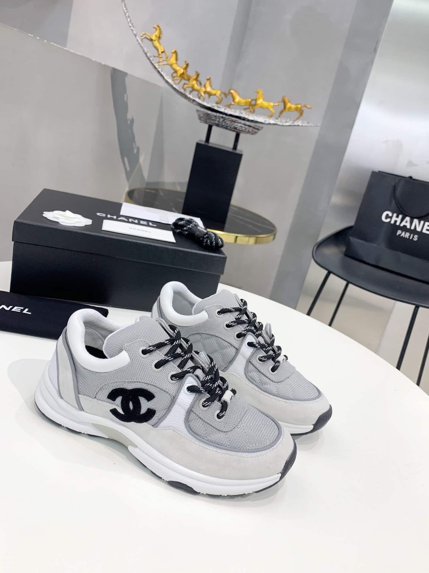 Chanel Sneakers Grey For Women, Women's Shoes