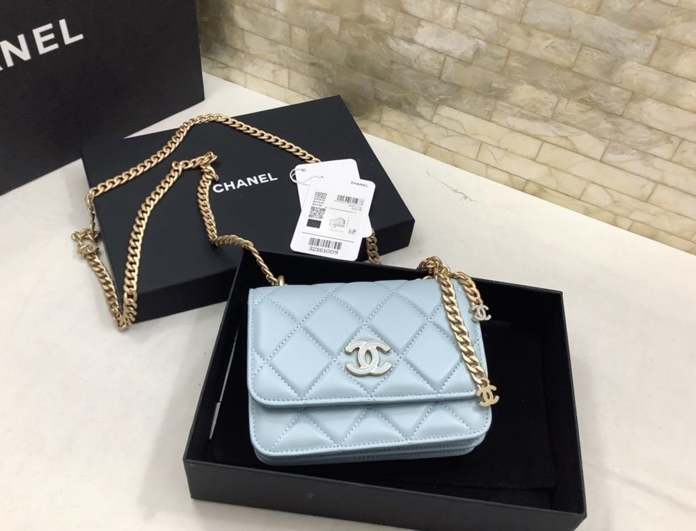 [REP 1:1] Chanel Spring And Summer 22C Turquoise For Women, Women's Bags 6.1in/15.5cm