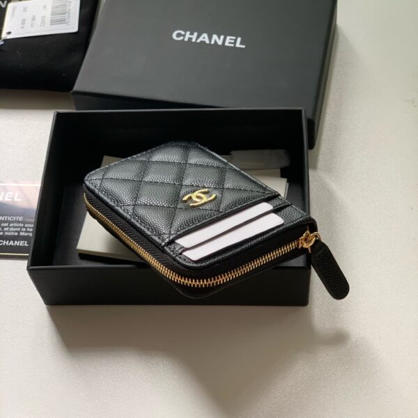 1:1 Replica Chanel Zipped Coin Purse Black Bag For Women 10.9cm/4.3in