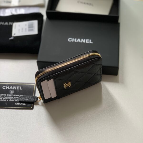 1:1 Replica Chanel Zipped Coin Purse Black Bag For Women 10.9cm/4.3in