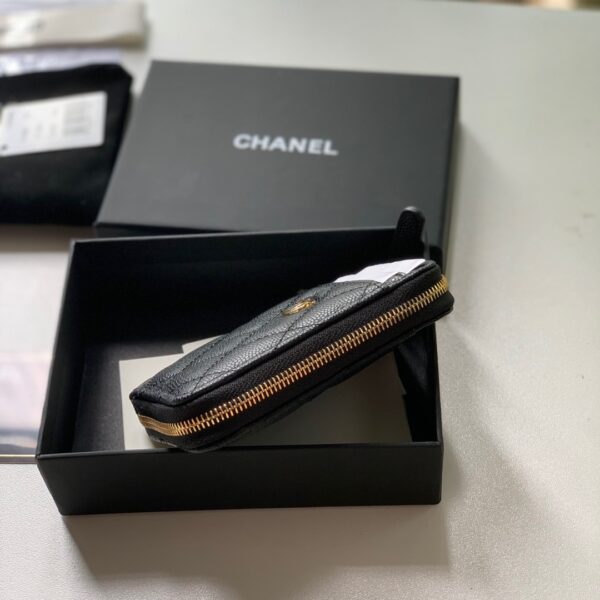 1:1 Replica Chanel Zipped Coin Purse Black Bag For Women 10.9cm/4.3in