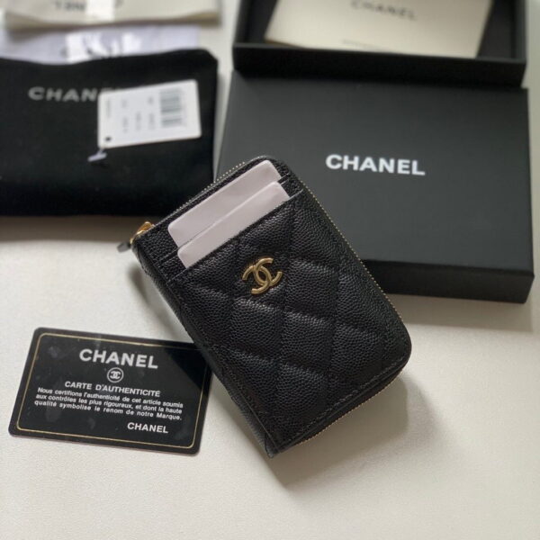 1:1 Replica Chanel Zipped Coin Purse Black Bag For Women 10.9cm/4.3in