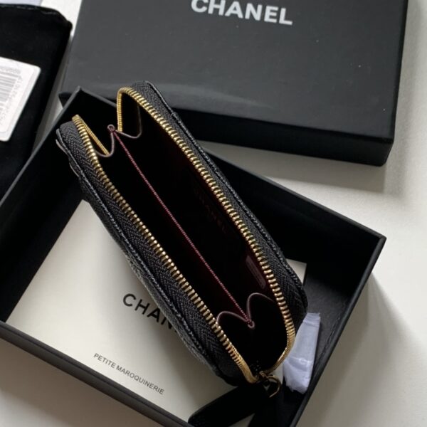 1:1 Replica Chanel Zipped Coin Purse Black Bag For Women 10.9cm/4.3in