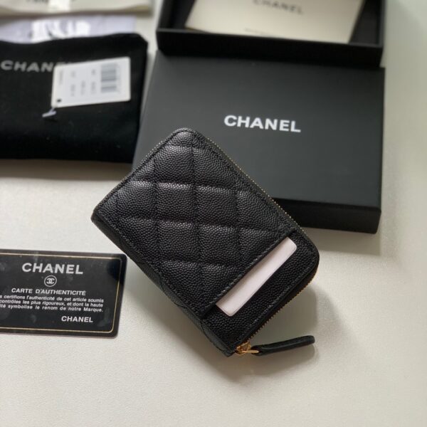 1:1 Replica Chanel Zipped Coin Purse Black Bag For Women 10.9cm/4.3in