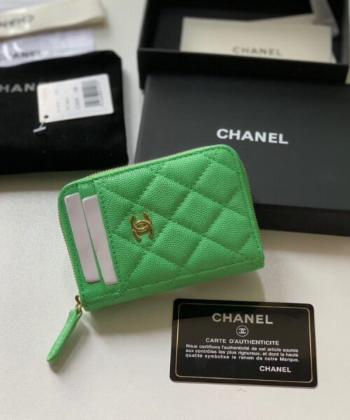 1:1 Replica Chanel Zipped Coin Purse Green Bag For Women 10.9cm/4.3in