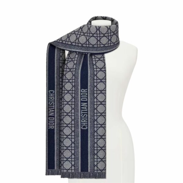 Christian Dior Cannage Scarf Navy Blue And Gray - 31CAN205I005_C532