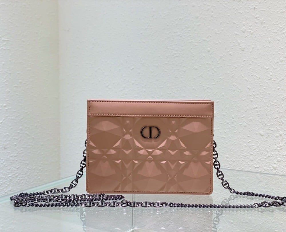 1:1 Replica Christian Dior Caro Zipped Pouch With Chain Pink, For Women, Women’s Handbags 7.5in/19cm CD