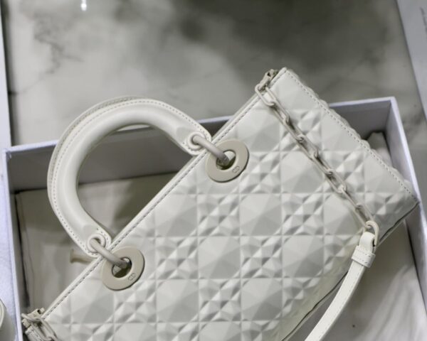 1:1 Replica Christian Dior Lady D-Joy Bag White Macrocannage Technical Fabric, White, For Women Women's Handbags, 26cm CD M0540OTID_M933