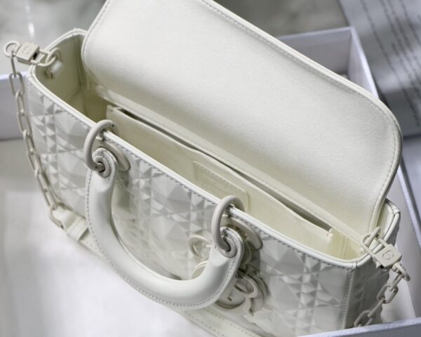 1:1 Replica Christian Dior Lady D-Joy Bag White Macrocannage Technical Fabric, White, For Women Women's Handbags, 26cm CD M0540OTID_M933