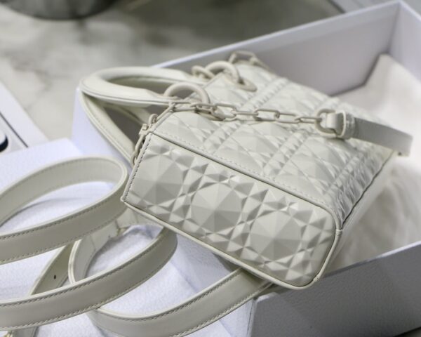 1:1 Replica Christian Dior Lady D-Joy Bag White Macrocannage Technical Fabric, White, For Women Women's Handbags, 26cm CD M0540OTID_M933