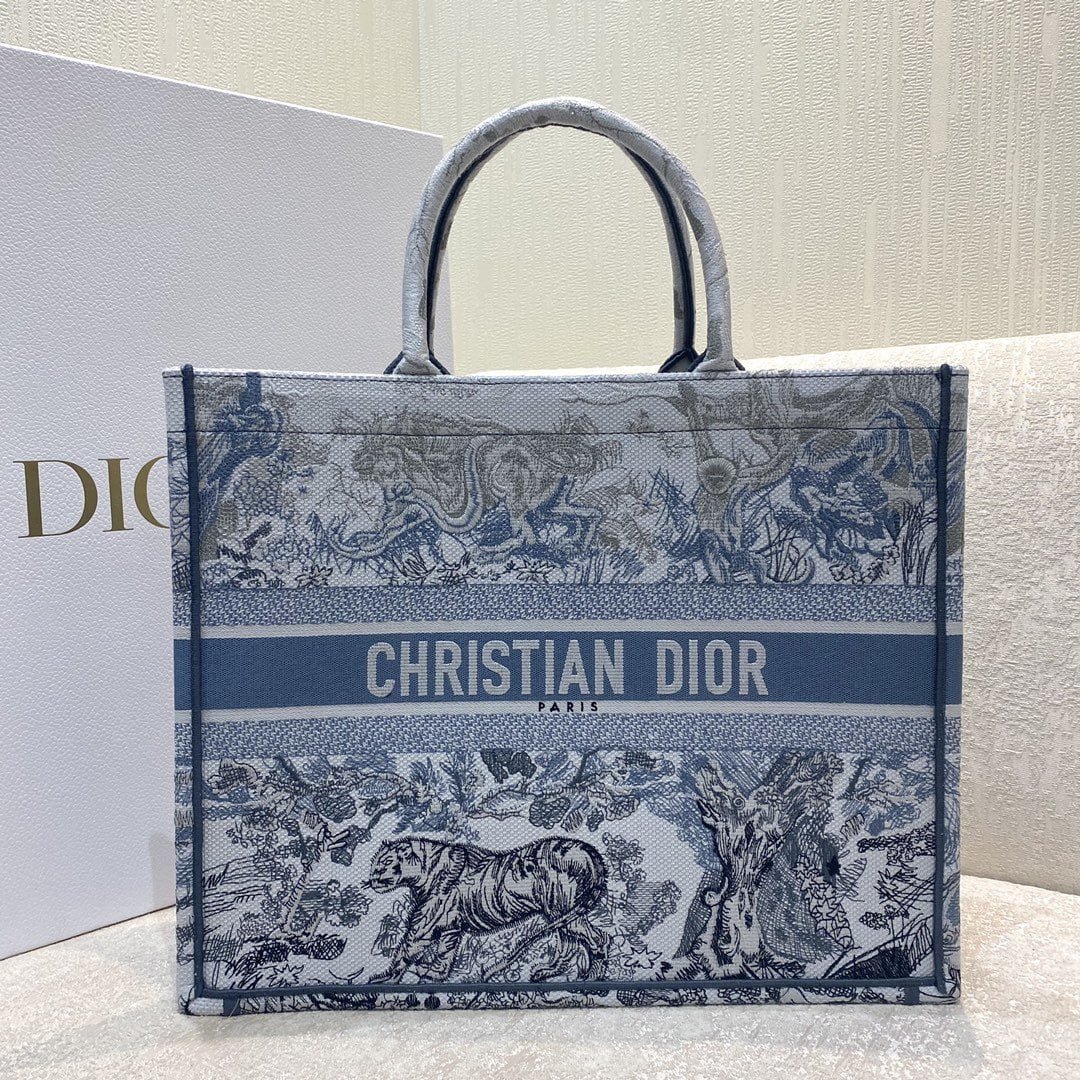 1:1 Replica Christian Dior Large Dior Book Tote Blue and White Cornely Embroidery, Blue, For Women Women’s Handbags, Shoulder Bags, 42cm CD M1286ZRGO_M928