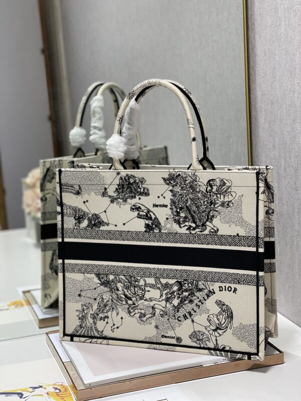 1:1 Replica Christian Dior Large Dior Book Tote Dior Zodiac Embroidery, Black/Beige, For Women Women’s Handbags, 41cm CD
