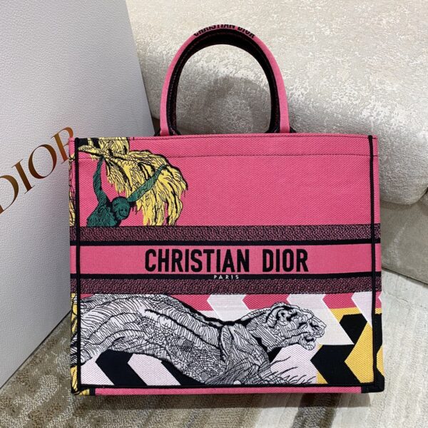 1:1 Replica Christian Dior Large Dior Book Tote Multicolor Toile de Jouy Zoom Pop Embroidery, Fuchsia Pink, For Women Women’s Handbags, 41cm CD M1286ZROH_M929