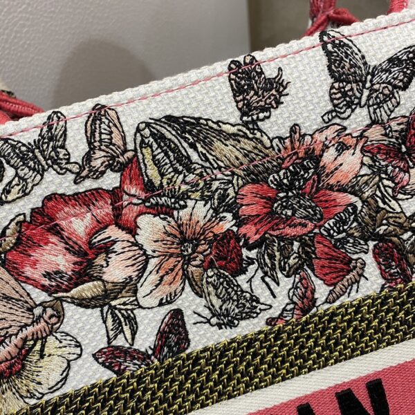 1:1 Replica Christian Dior Medium Dior Book Tote Multicolor Butterfly Embroidery, Red/White, For Women Women’s Handbags, 36cm CD