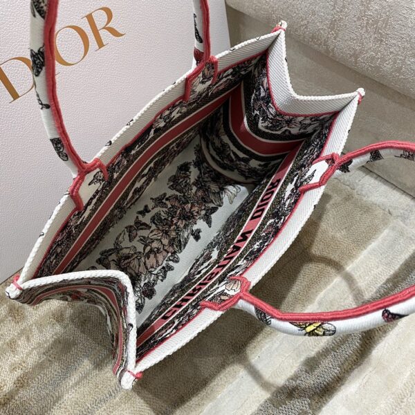 1:1 Replica Christian Dior Medium Dior Book Tote Multicolor Butterfly Embroidery, Red/White, For Women Women’s Handbags, 36cm CD