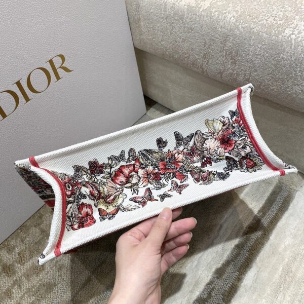 1:1 Replica Christian Dior Medium Dior Book Tote Multicolor Butterfly Embroidery, Red/White, For Women Women’s Handbags, 36cm CD