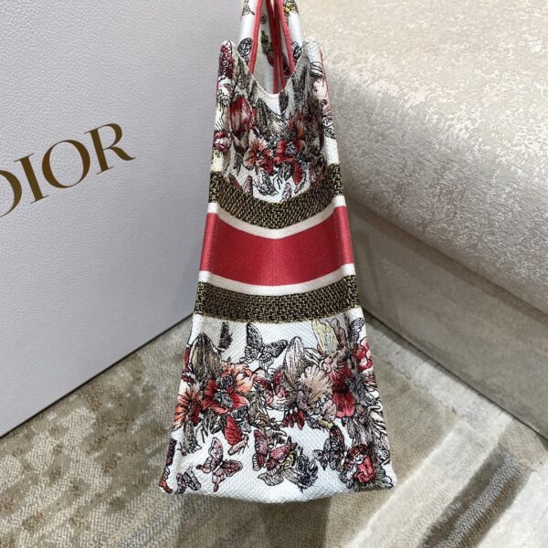 1:1 Replica Christian Dior Medium Dior Book Tote Multicolor Butterfly Embroidery, Red/White, For Women Women’s Handbags, 36cm CD