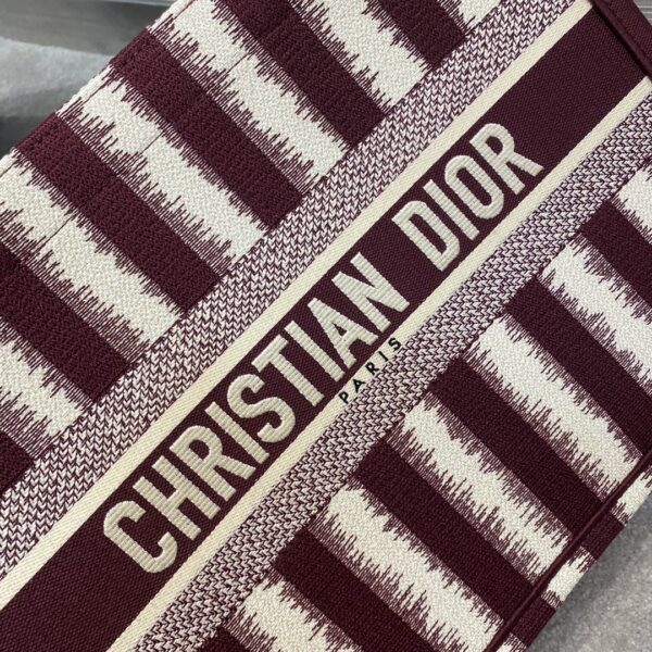 1:1 Replica Christian Dior Medium Dior Book Tote Red D-Stripes Embroidery For Women 36cm/16.5in CD