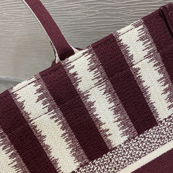 1:1 Replica Christian Dior Medium Dior Book Tote Red D-Stripes Embroidery For Women 36cm/16.5in CD