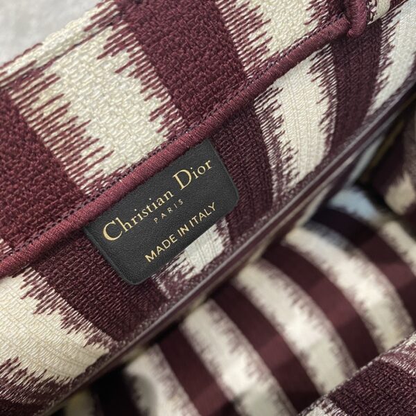 1:1 Replica Christian Dior Medium Dior Book Tote Red D-Stripes Embroidery For Women 36cm/16.5in CD