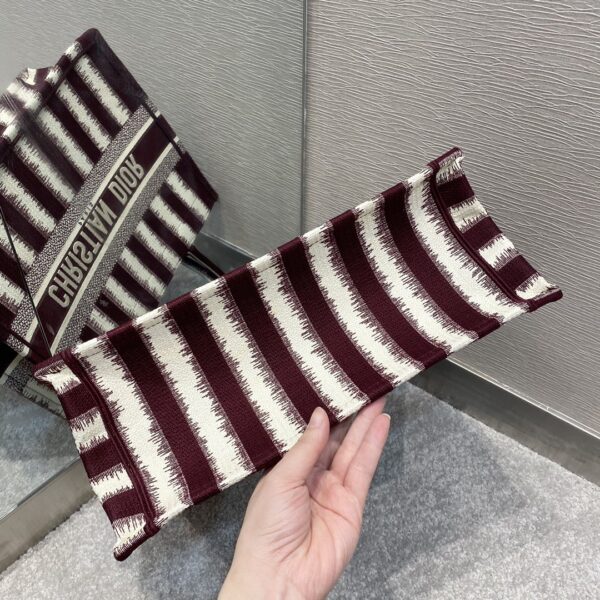1:1 Replica Christian Dior Medium Dior Book Tote Red D-Stripes Embroidery For Women 36cm/16.5in CD