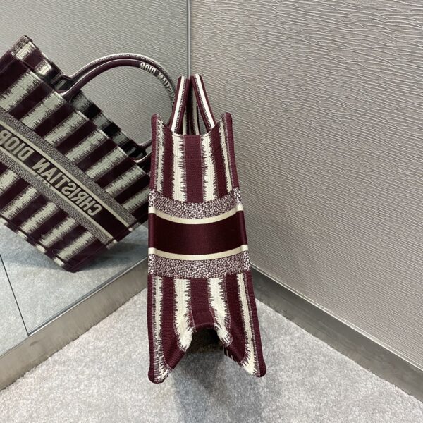 1:1 Replica Christian Dior Medium Dior Book Tote Red D-Stripes Embroidery For Women 36cm/16.5in CD
