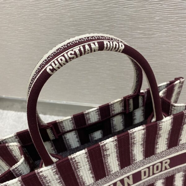 1:1 Replica Christian Dior Medium Dior Book Tote Red D-Stripes Embroidery For Women 36cm/16.5in CD