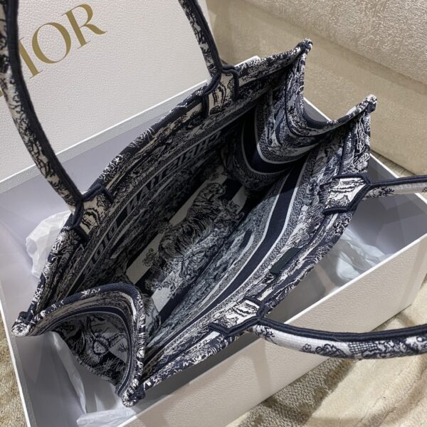 1:1 Replica Christian Dior Medium Dior Book Tote Toile de Jouy Stripes Embroidery, Black For Women Women’s Handbags, 36cm CD M1296ZRLP_M928