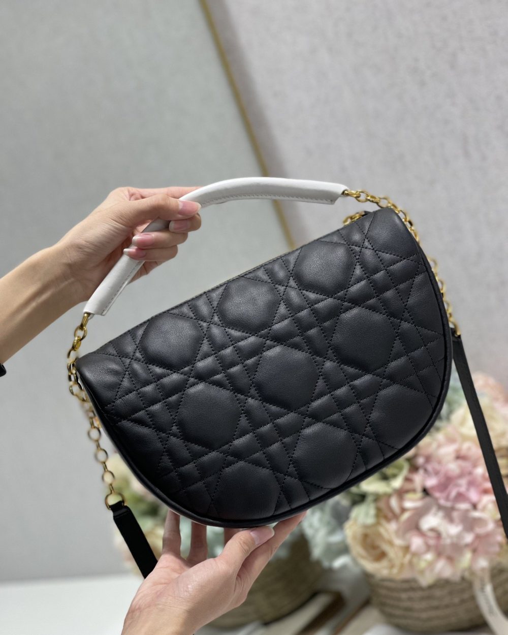 1:1 Replica Christian Dior Medium Dior Vibe Hobo Bag Black Cannage, Black, For Women Women's Handbags, Crossbody Bags, 30cm CD M7201ONOA_M911