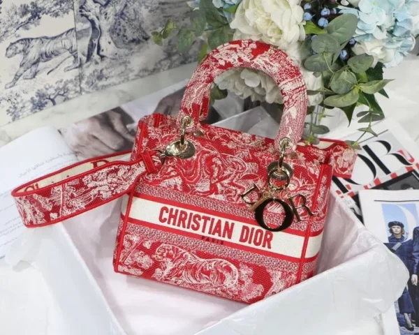 1:1 Replica Christian Dior Medium Lady D-Lite Bag Red, For Women, Women’s Handbags 24cm/9.5in CD