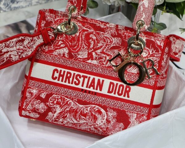 1:1 Replica Christian Dior Medium Lady D-Lite Bag Red, For Women, Women’s Handbags 24cm/9.5in CD
