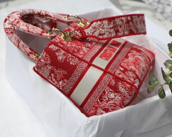 1:1 Replica Christian Dior Medium Lady D-Lite Bag Red, For Women, Women’s Handbags 24cm/9.5in CD