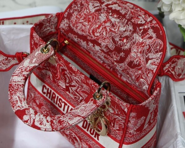 1:1 Replica Christian Dior Medium Lady D-Lite Bag Red, For Women, Women’s Handbags 24cm/9.5in CD