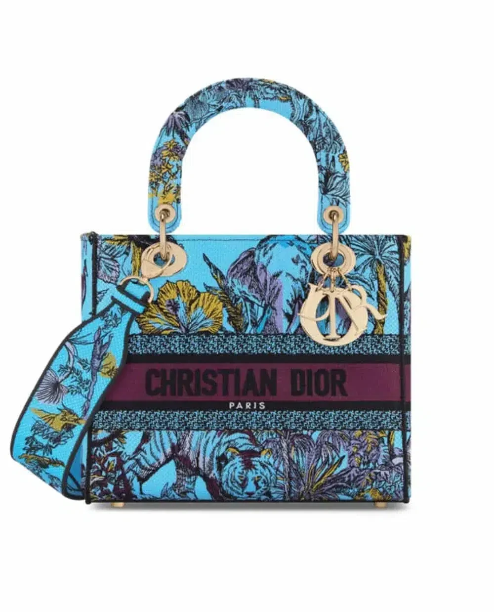 1:1 Replica Christian Dior Medium Lady D-Lite Celestial Blue Multicolor Bag For Women M0565OEUP_M259- 24 Cm/ 9.5 Inches