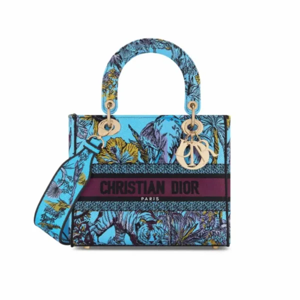 1:1 Replica Christian Dior Medium Lady D-Lite Celestial Blue Multicolor Bag For Women M0565OEUP_M259- 24 Cm/ 9.5 Inches