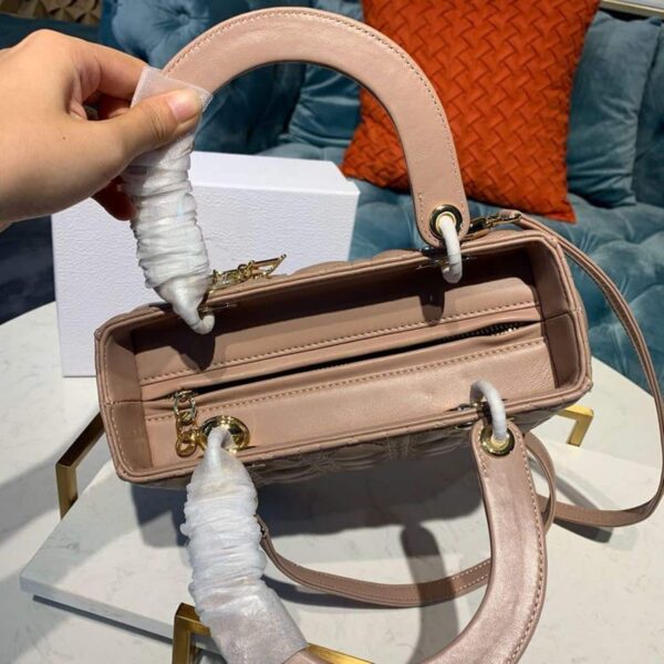1:1 Replica Christian Dior Medium Lady Dior Bag Rose Des Vents For Women 9.5in/24cm CD