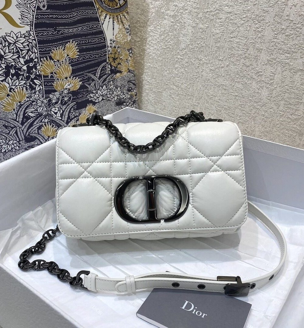 1:1 Replica Christian Dior Mini Dior Caro Bag Latte Matte Padded Macrocannage, Latte White, For Women Women’s Handbags, Crossbody Bags, 20cm CD