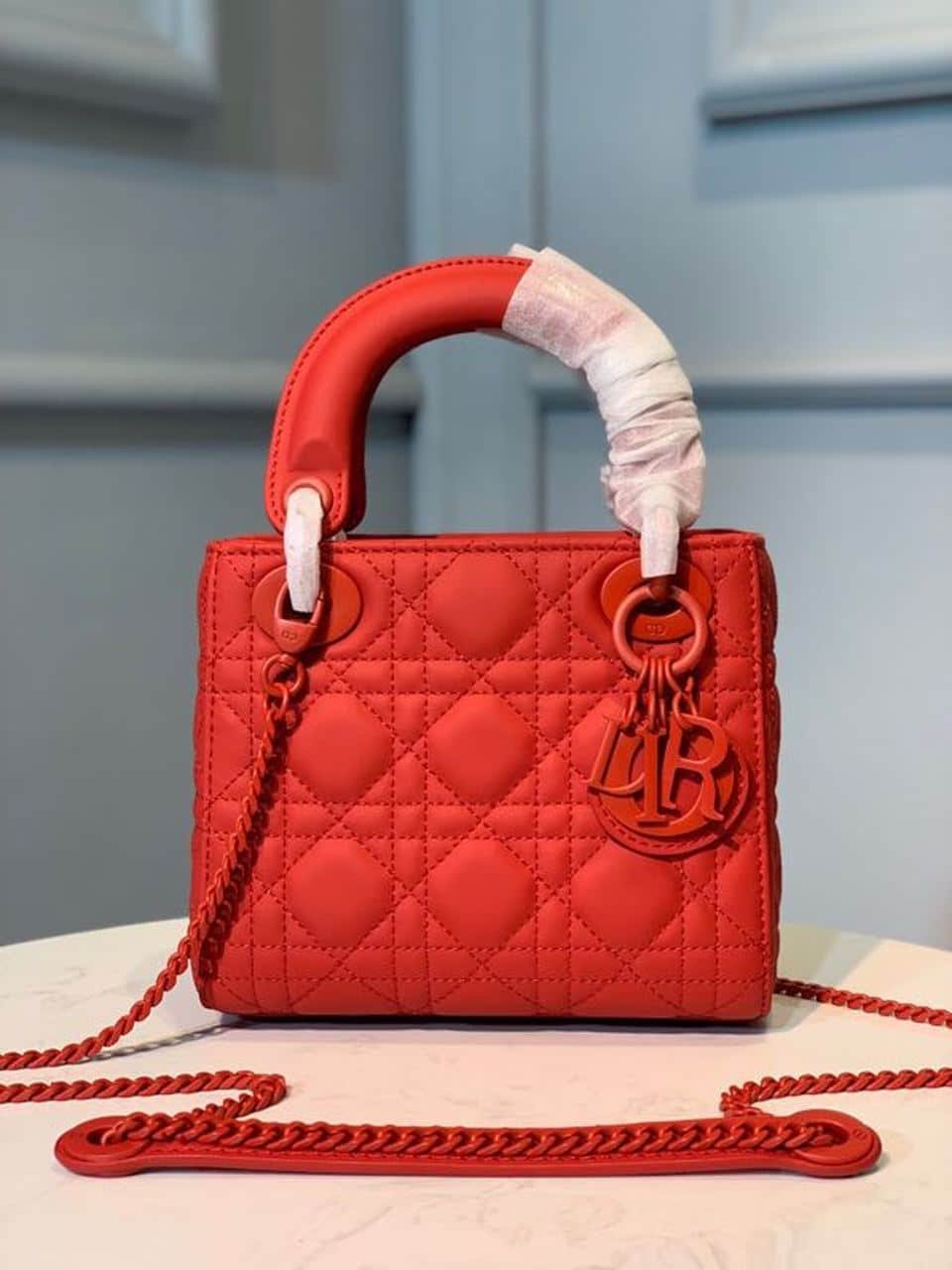 1:1 Replica Christian Dior Mini Lady Dior Bag with Chain Matte Hardware Spring/Summer Collection, Red , For Women Women’s Handbags, 18cm CD