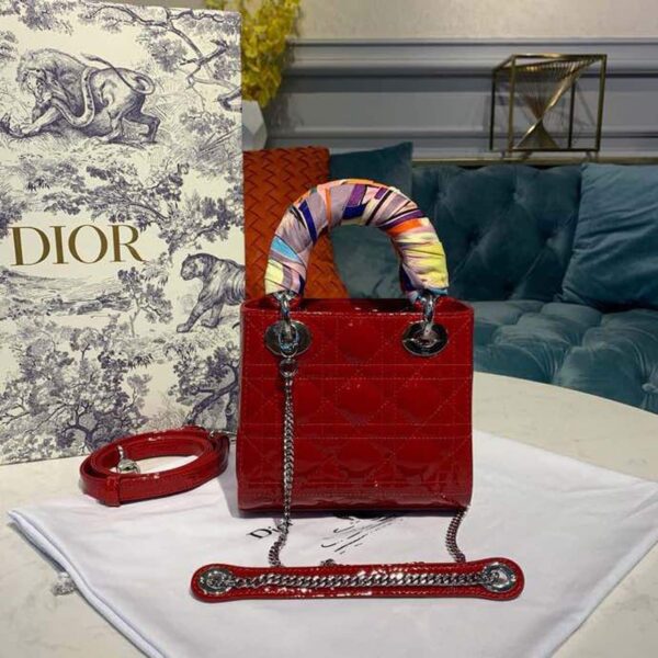 1:1 Replica Christian Dior Mini Lady Dior Bag with Chain Silver Hardware Spring/Summer Collection, Red, For Women Women’s Handbags, 18cm CD M0505OCAL_M52R