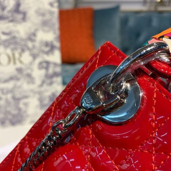 1:1 Replica Christian Dior Mini Lady Dior Bag with Chain Silver Hardware Spring/Summer Collection, Red, For Women Women’s Handbags, 18cm CD M0505OCAL_M52R