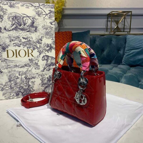 1:1 Replica Christian Dior Mini Lady Dior Bag with Chain Silver Hardware Spring/Summer Collection, Red, For Women Women’s Handbags, 18cm CD M0505OCAL_M52R