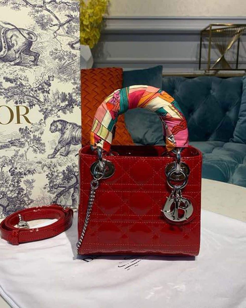 1:1 Replica Christian Dior Mini Lady Dior Bag with Chain Silver Hardware Spring/Summer Collection, Red, For Women Women’s Handbags, 18cm CD M0505OCAL_M52R